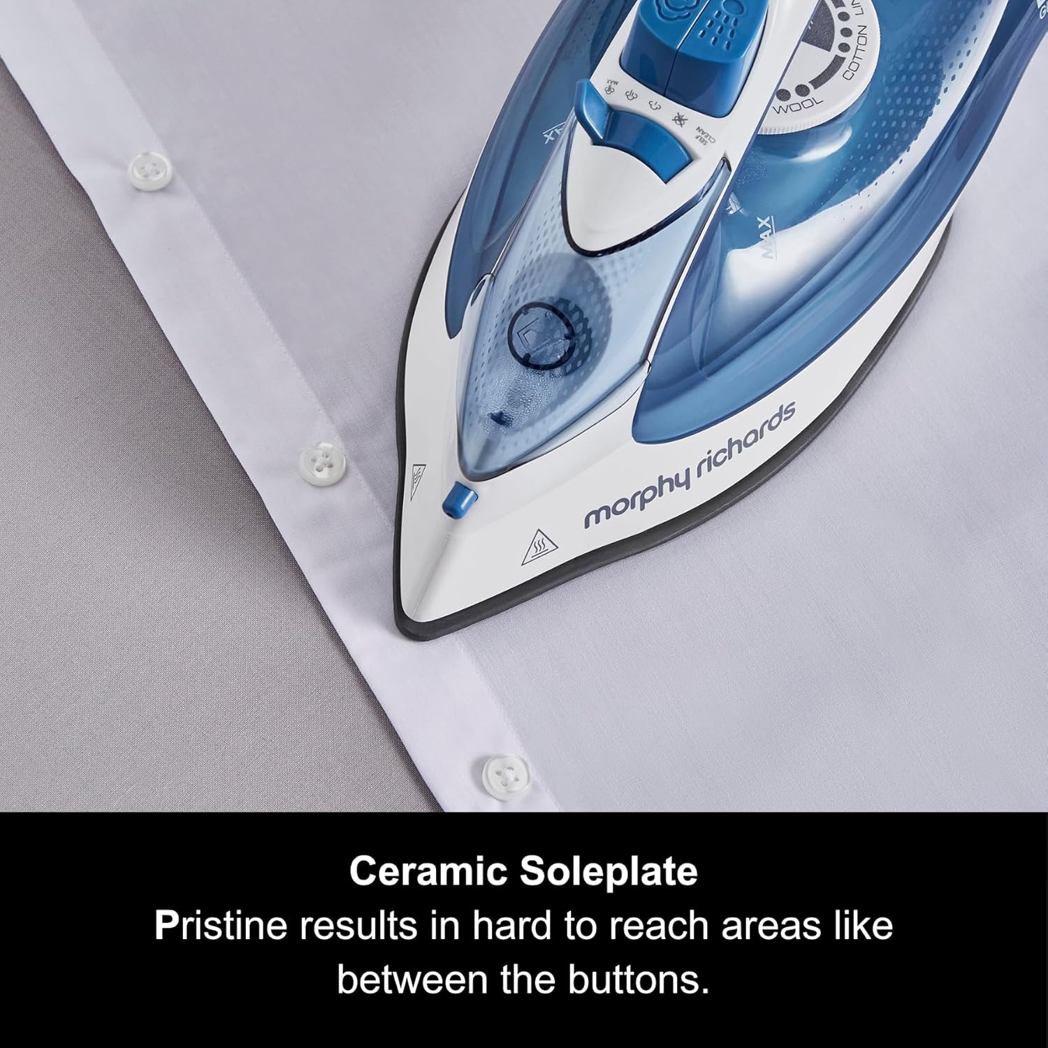 2200W Steam Iron Ceramic Soleplate 100g Boost Lightweight