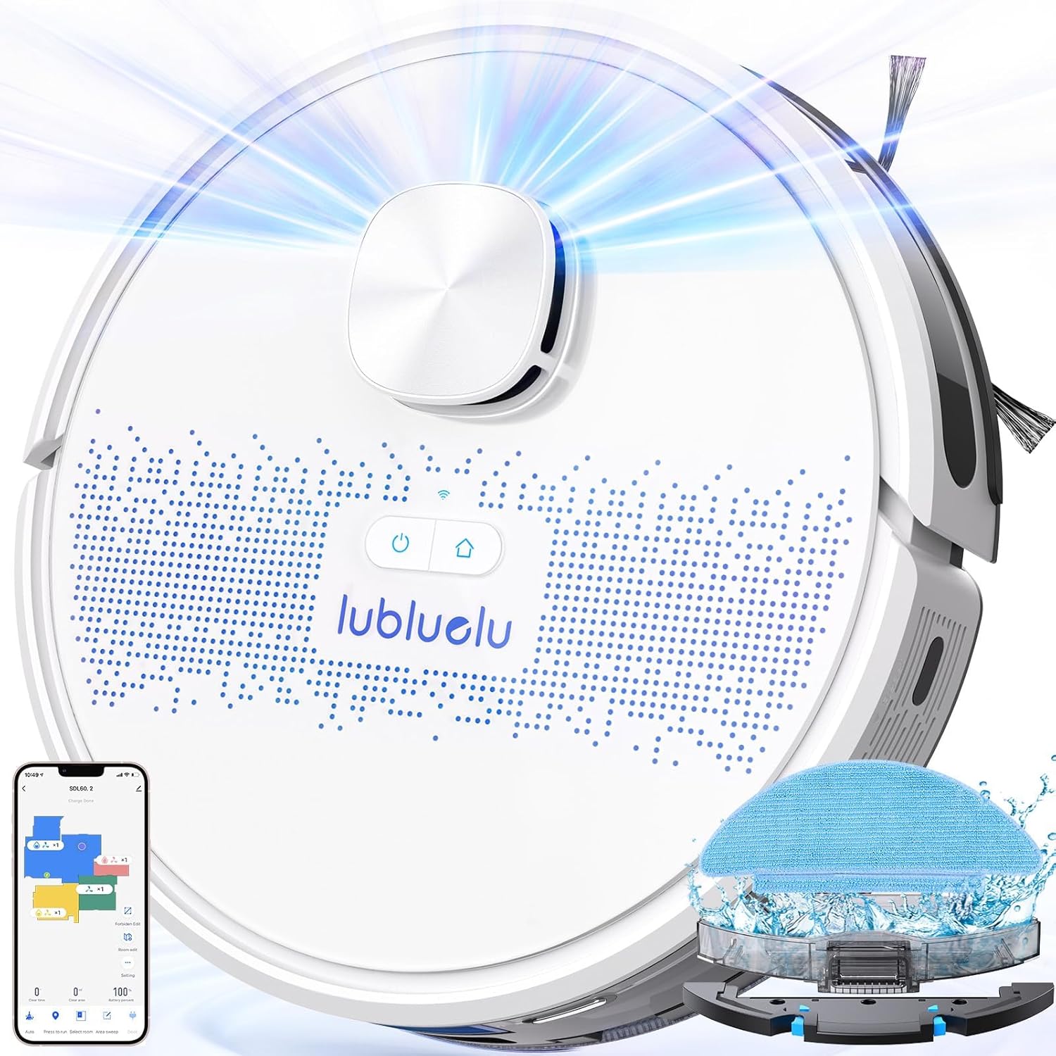 Robotic Vacuum Cleaner Mop 4000Pa Laser Mapping Smart App Control