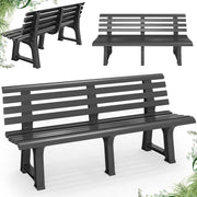 3 Seater Plastic Garden Bench Weatherproof Patio Seat Anthracite