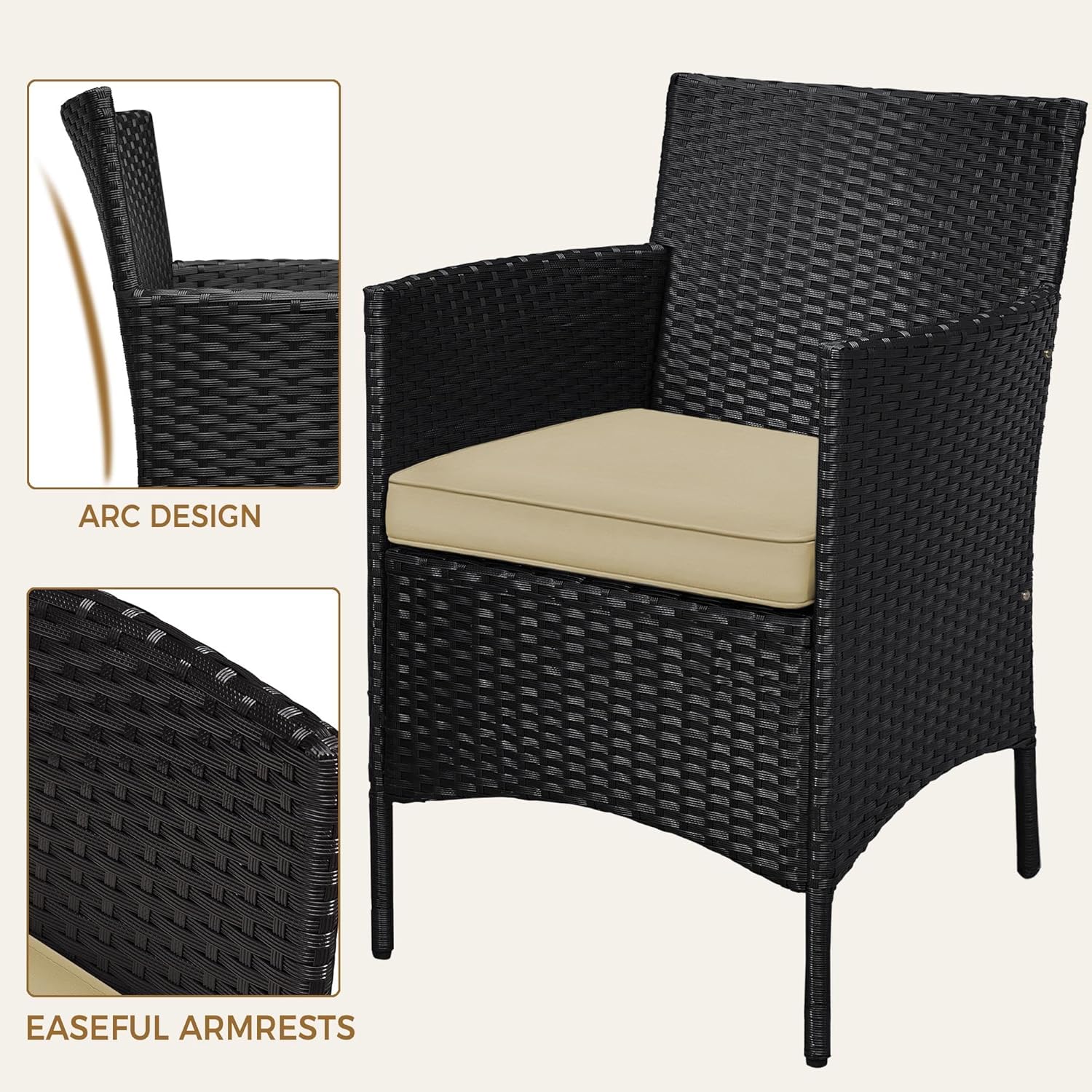 3 Piece Rattan Garden Furniture Set Patio Bistro Chairs Table