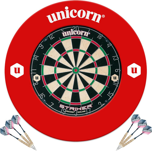 Dart Board Set with Surround Steel Tip Darts Bristle Board Kit