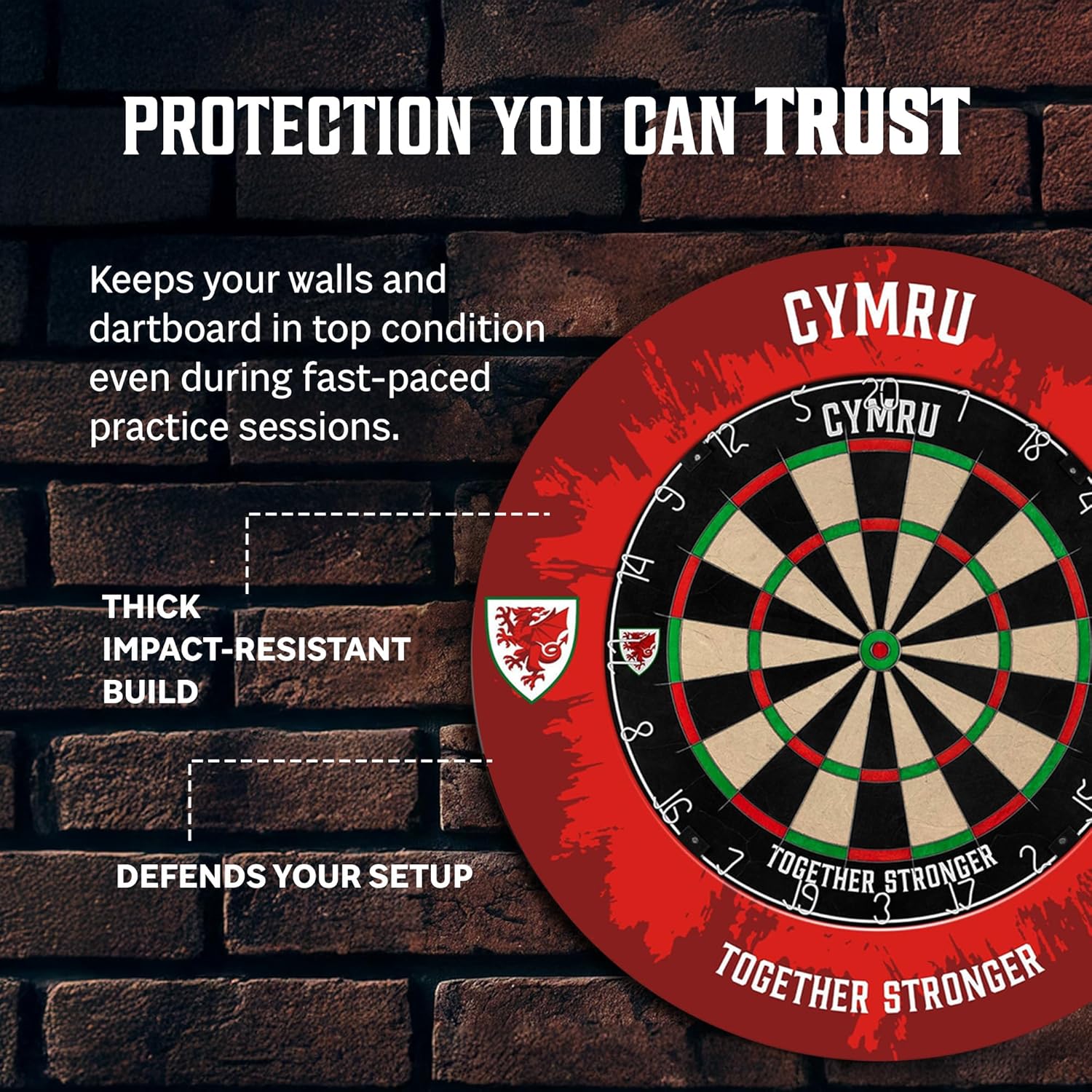 Dartboard Surround Wall Protector Red Durable 68cm Dart Board