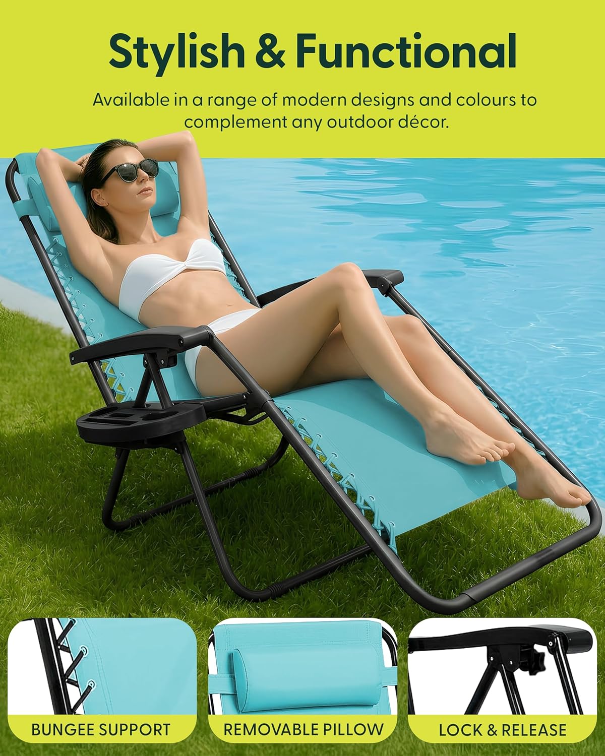 Set of 2 Zero Gravity Recliner Chairs Teal 160 Degree