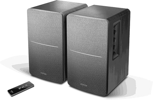 Active Bookshelf Speakers 42W Stereo Dual RCA Remote Wood Cabinet