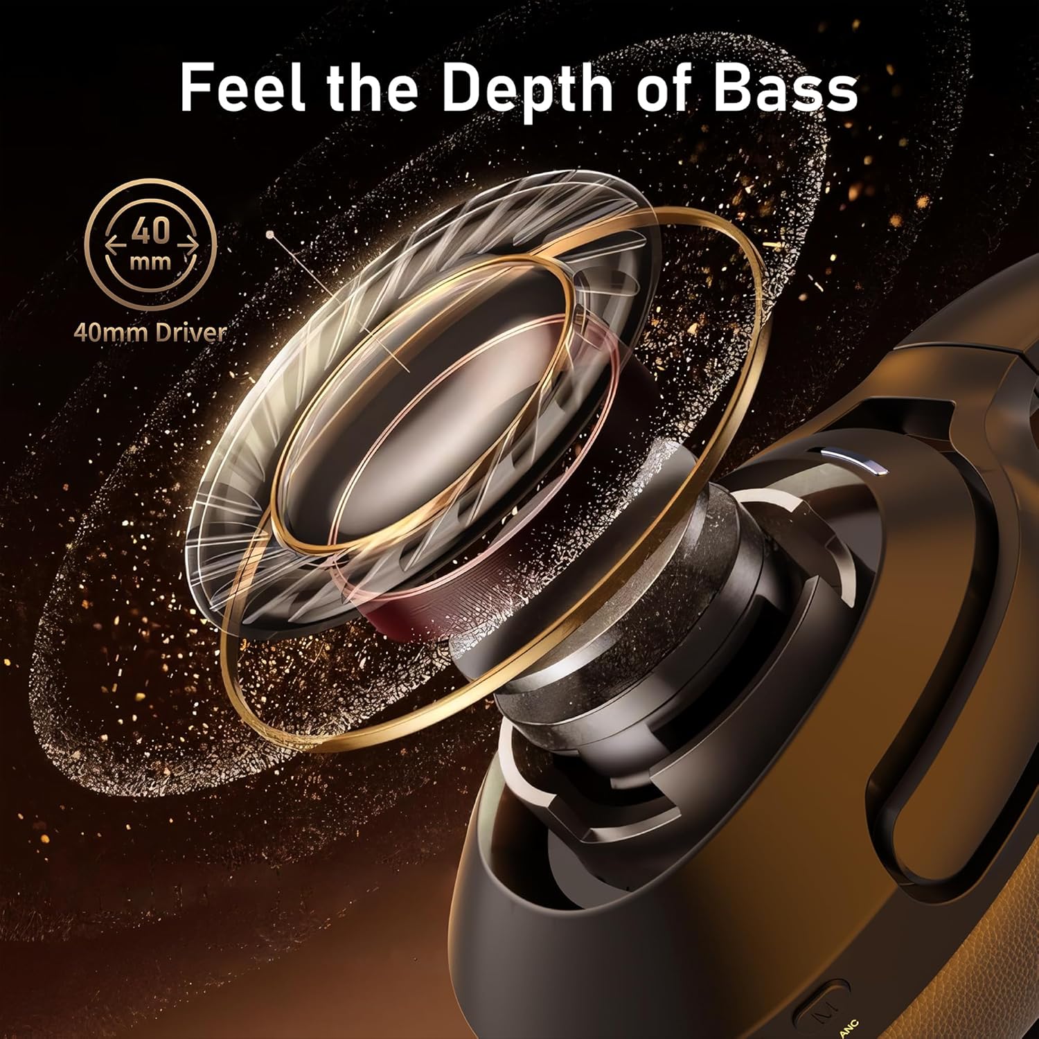 Wireless ANC Over Ear Headphones 120H Playtime Deep Bass Mic
