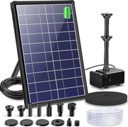 8W Solar Pond Fountain Pump Battery Backup 300LH Garden Water Pump