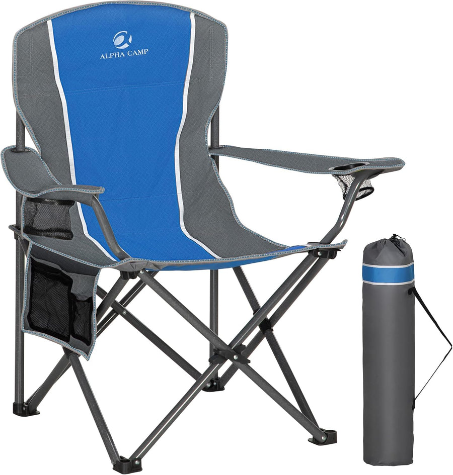 Oversized Folding Camping Chair High Back 160KG Portable Blue