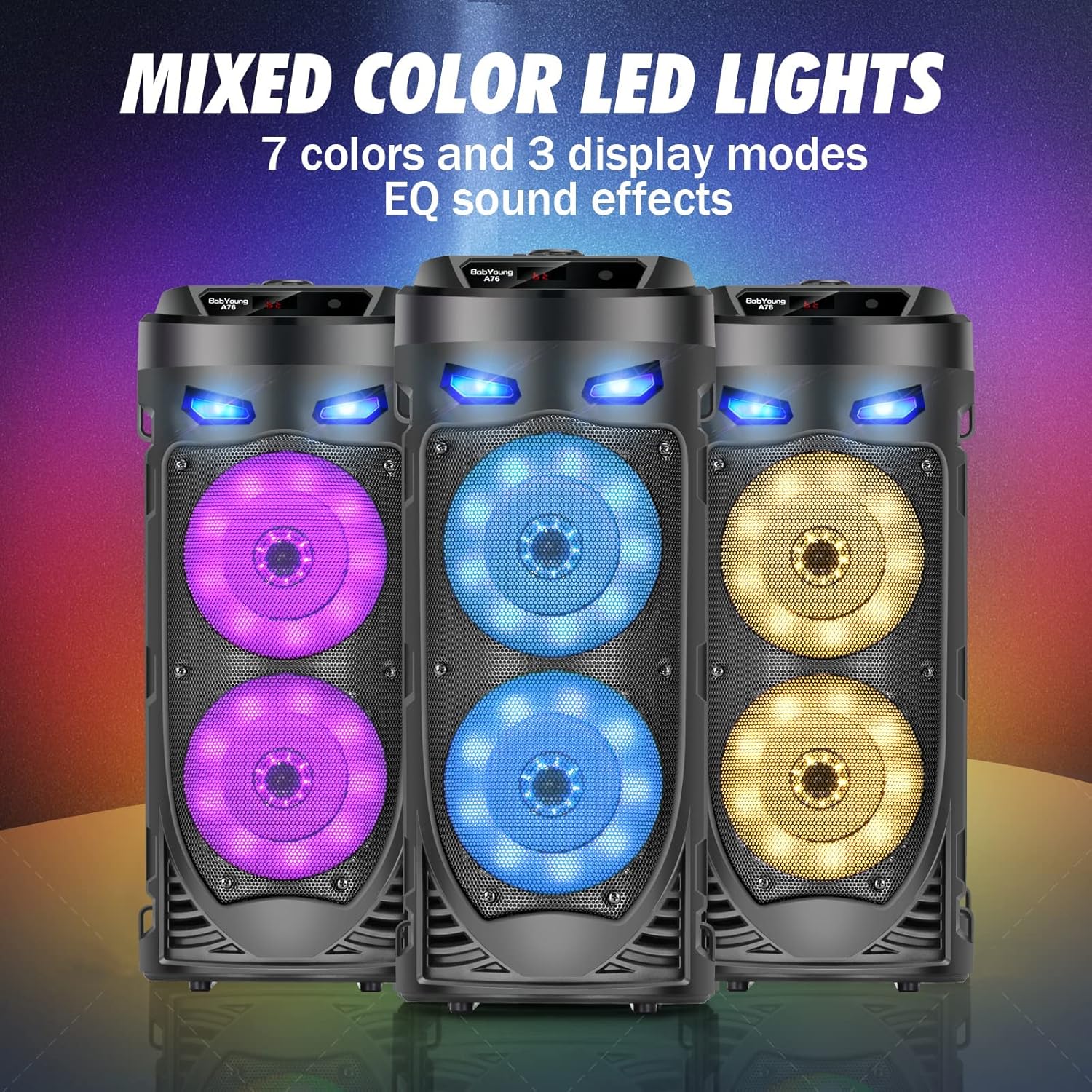 30W Bluetooth Speaker Portable LED Lights TWS AUX USB Loud