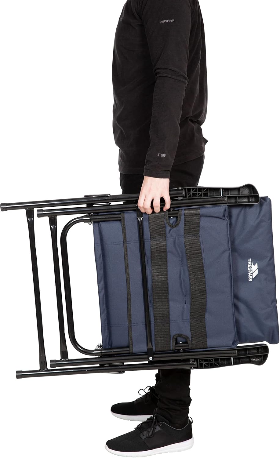 Folding Camping Deck Chair Foam Padded Navy