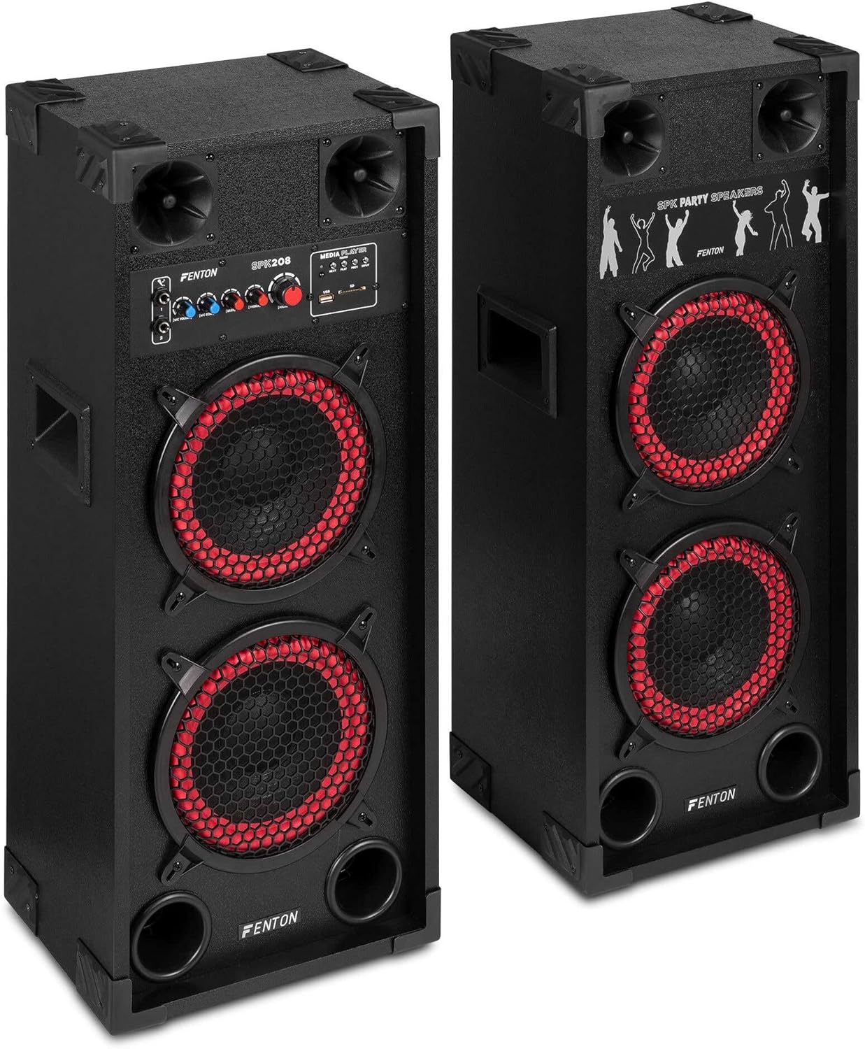 Active Party Speakers 800W Pair Bluetooth DJ Karaoke