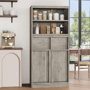 Tall Bathroom Storage Cabinet Grey 2 Drawers Door Unit