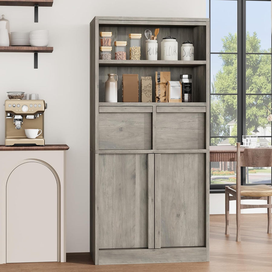Tall Bathroom Storage Cabinet Grey 2 Drawers Door Unit