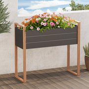 Tall Metal Raised Garden Planter 100cm Grey with Legs