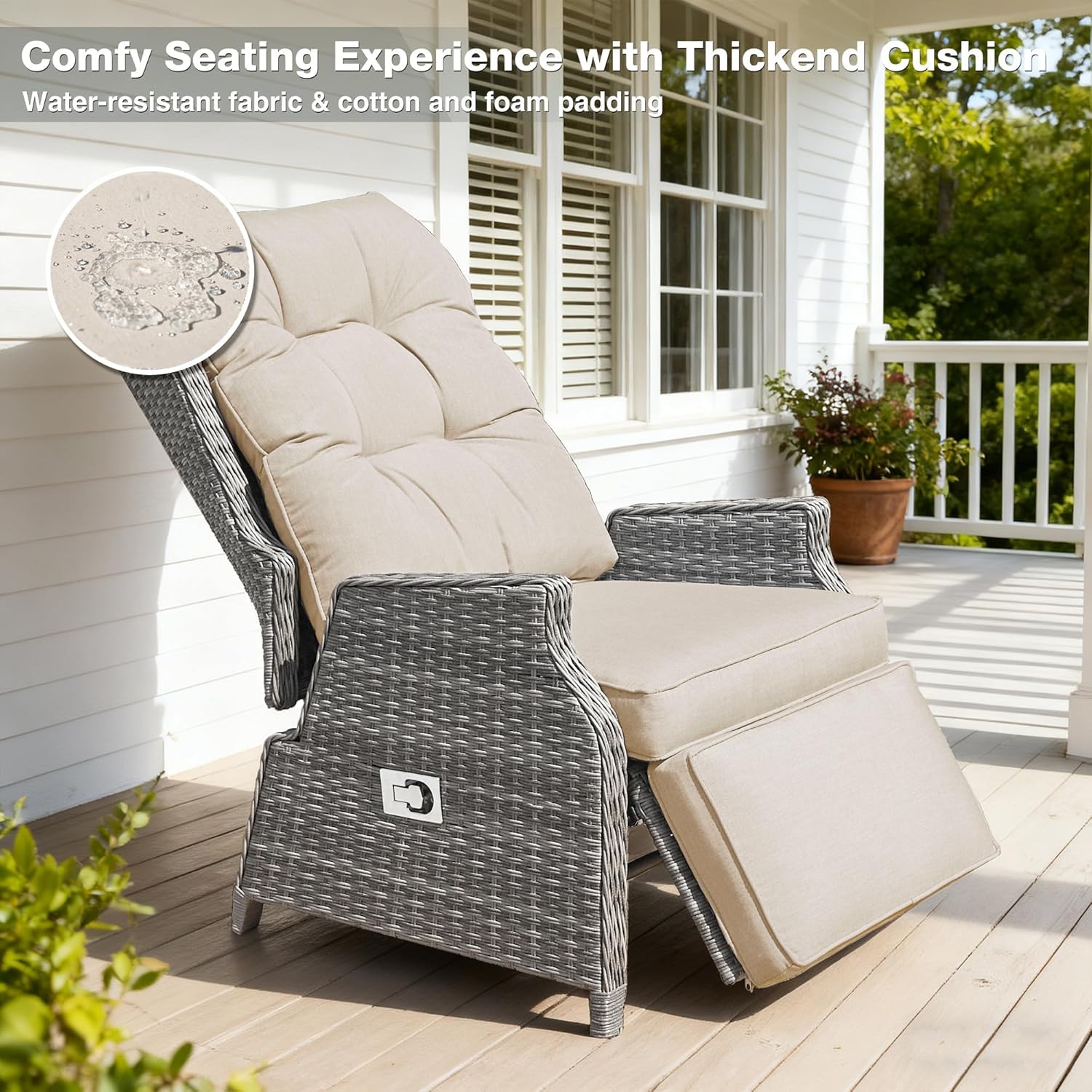 2 Piece Rattan Reclining Sun Lounger Set Beige