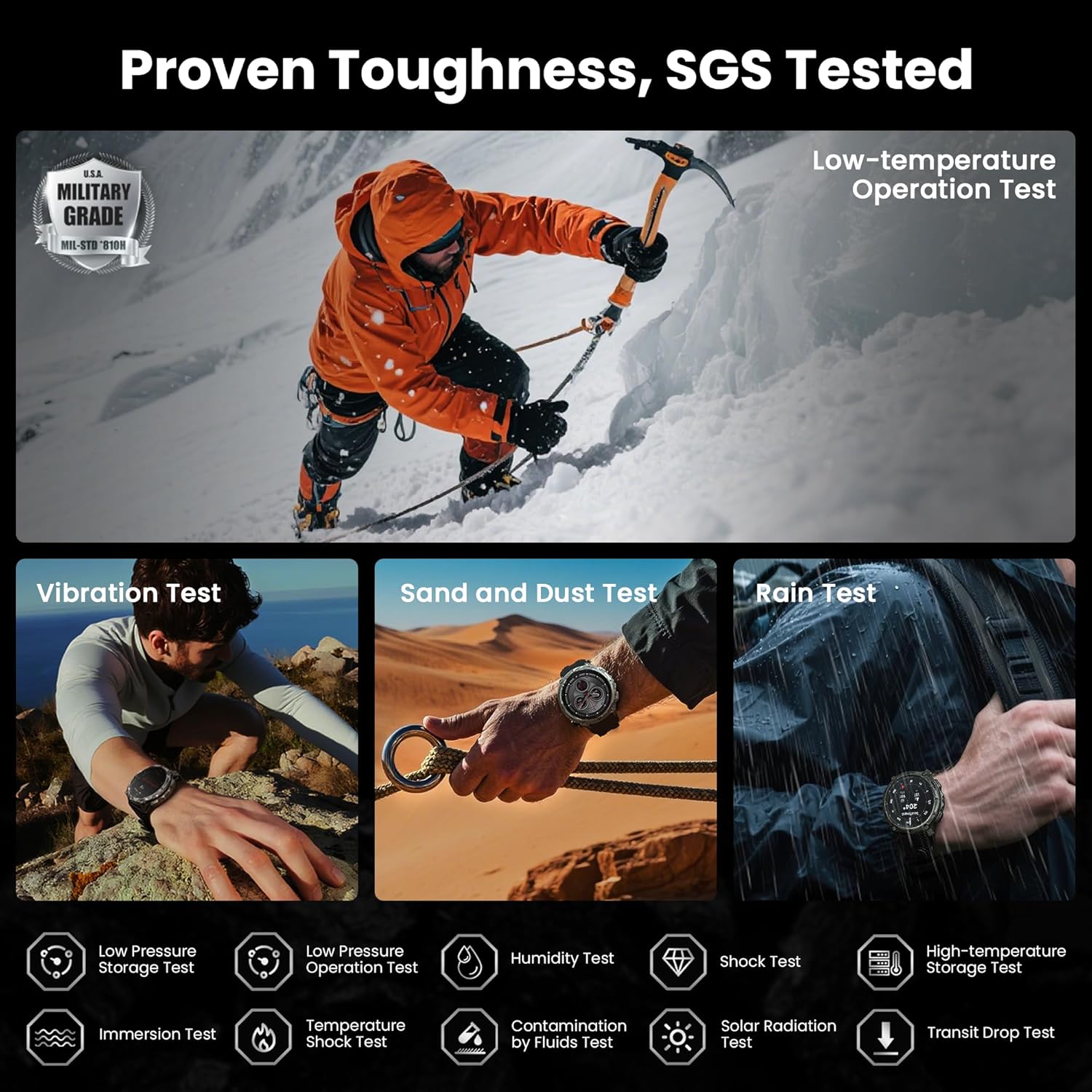 Military GPS Smart Watch 10ATM Dive 160 Sports