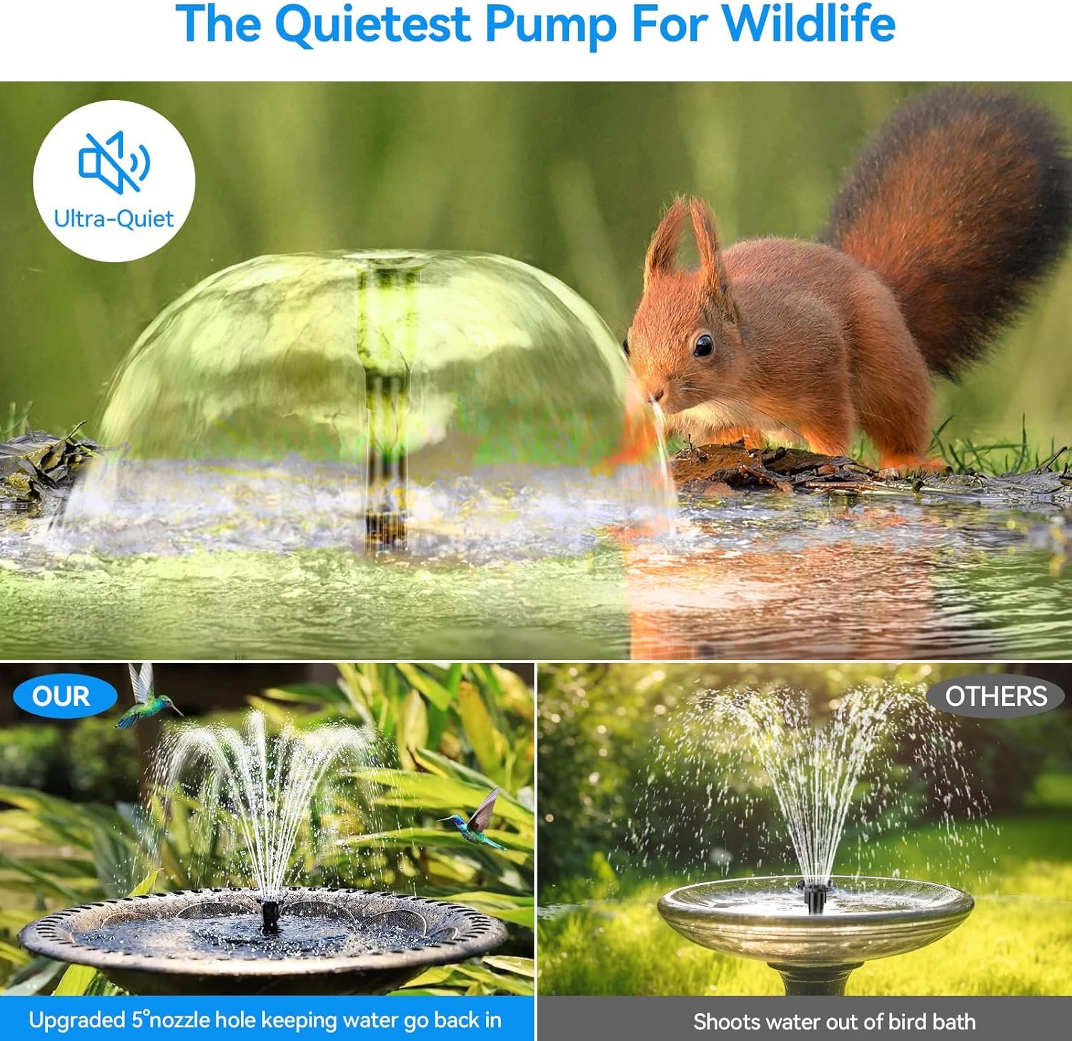 8W Solar Pond Pump Fountain with Battery Backup 8 Nozzles