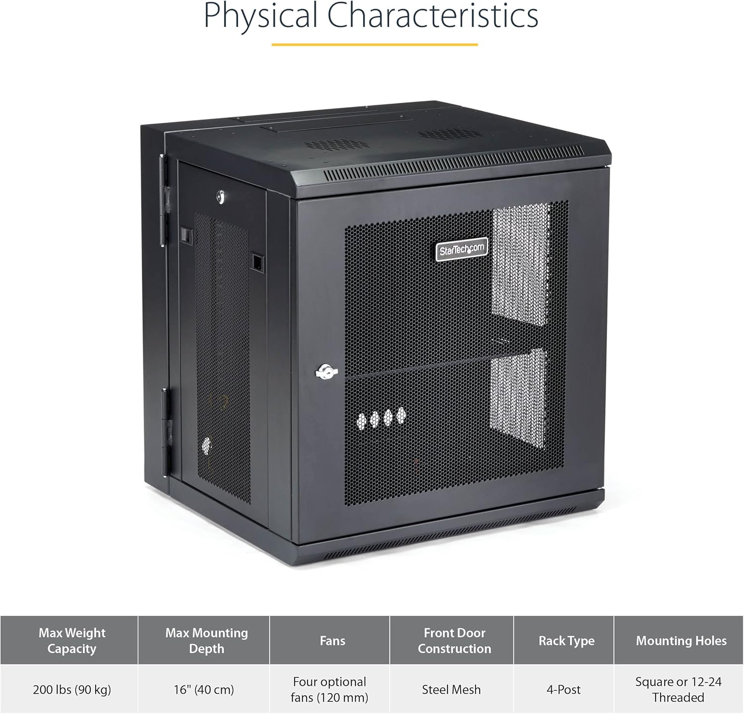 12U Wall Mount Network Cabinet 19in Lockable Rack