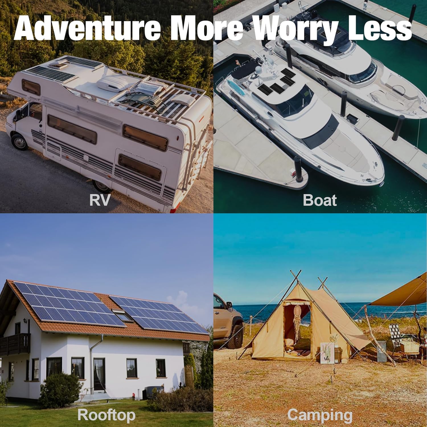 200W Solar Panel 2 Pack 12V High Efficiency Off Grid Kit