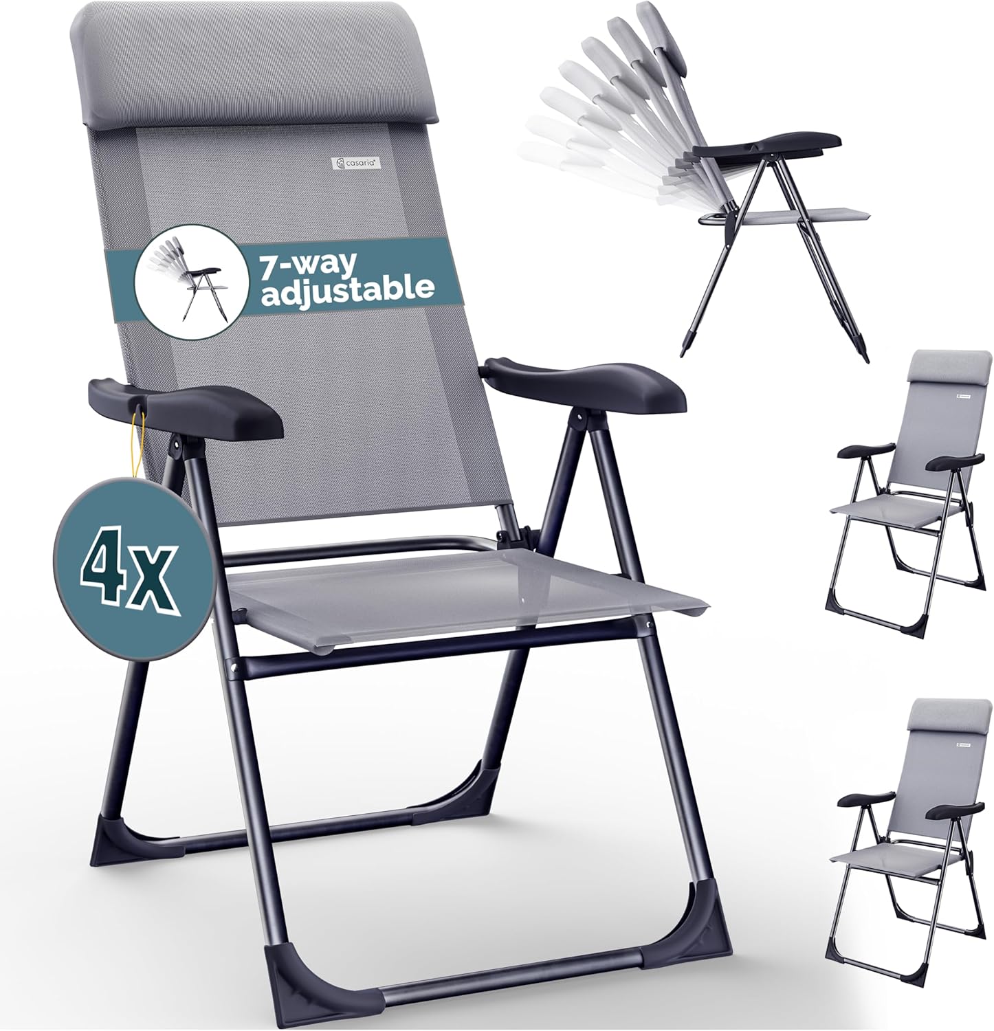 4 Pack Folding Garden Chairs High Back Adjustable Set