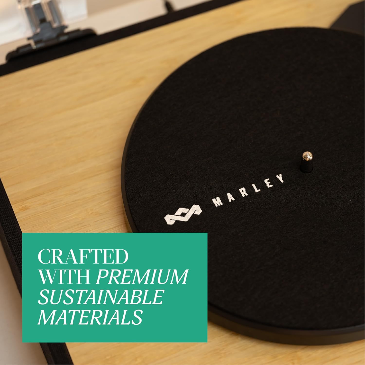 Wireless Bluetooth Turntable with Speakers & Eco Bamboo Vinyl Player