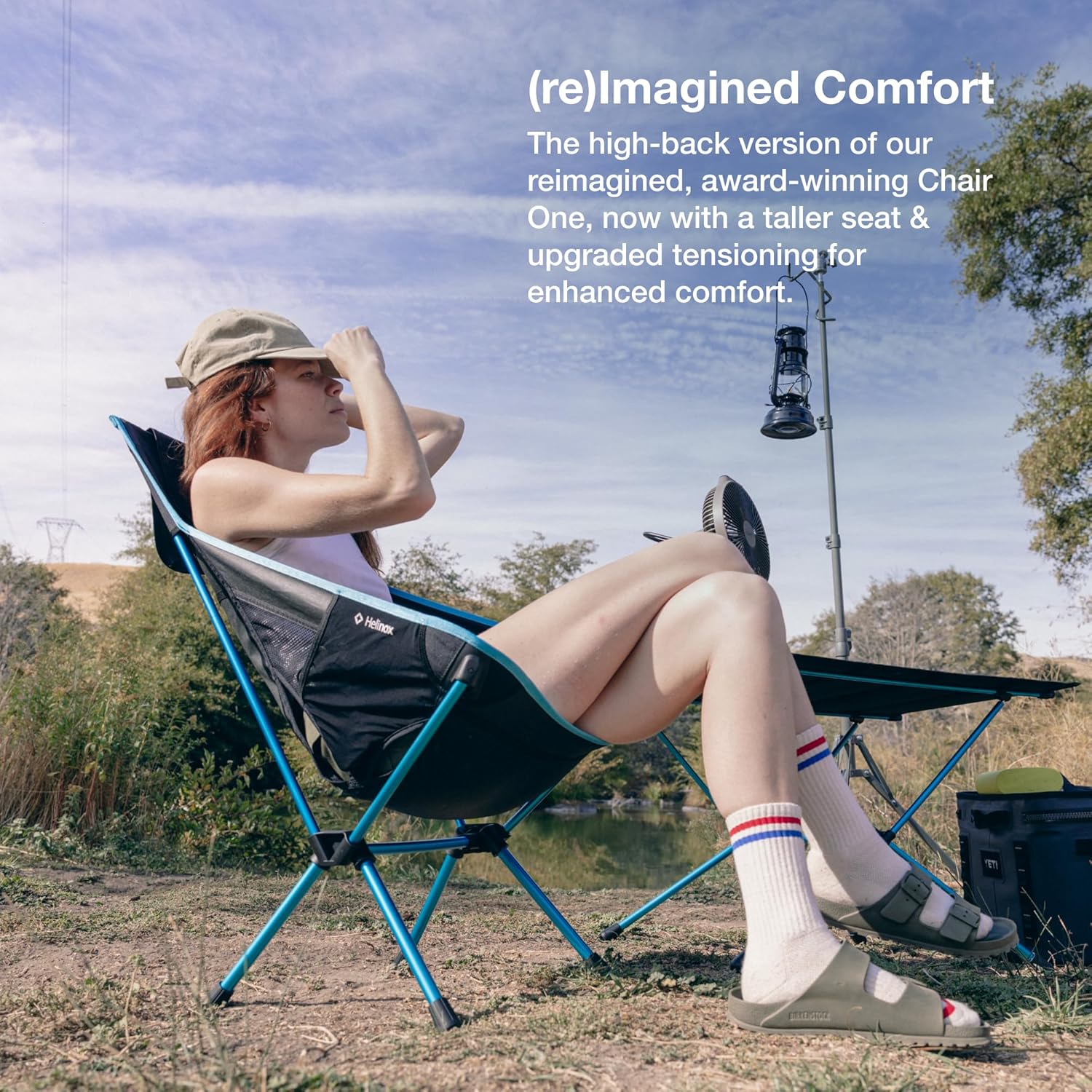 High Back Camping Chair Portable Foldable Tan Seat