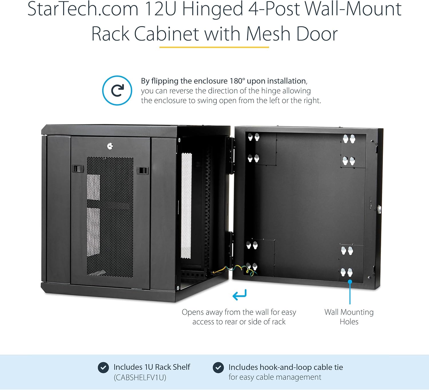 12U Wall Mount Server Rack Cabinet 19in 4 Post