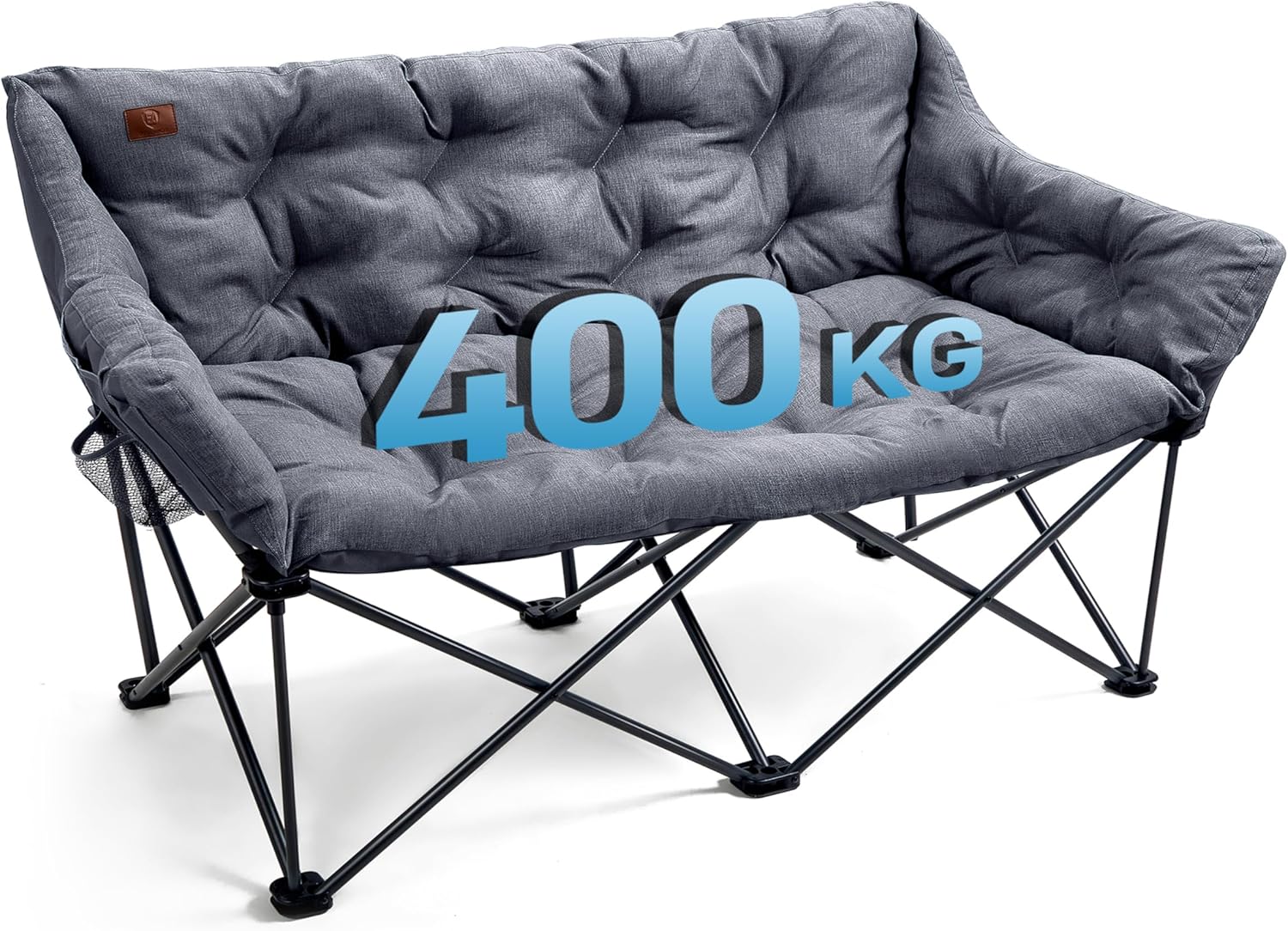Double Camping Chair 400KG Oversized Folding Sofa Grey