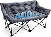 Double Camping Chair 400KG Oversized Folding Sofa Grey