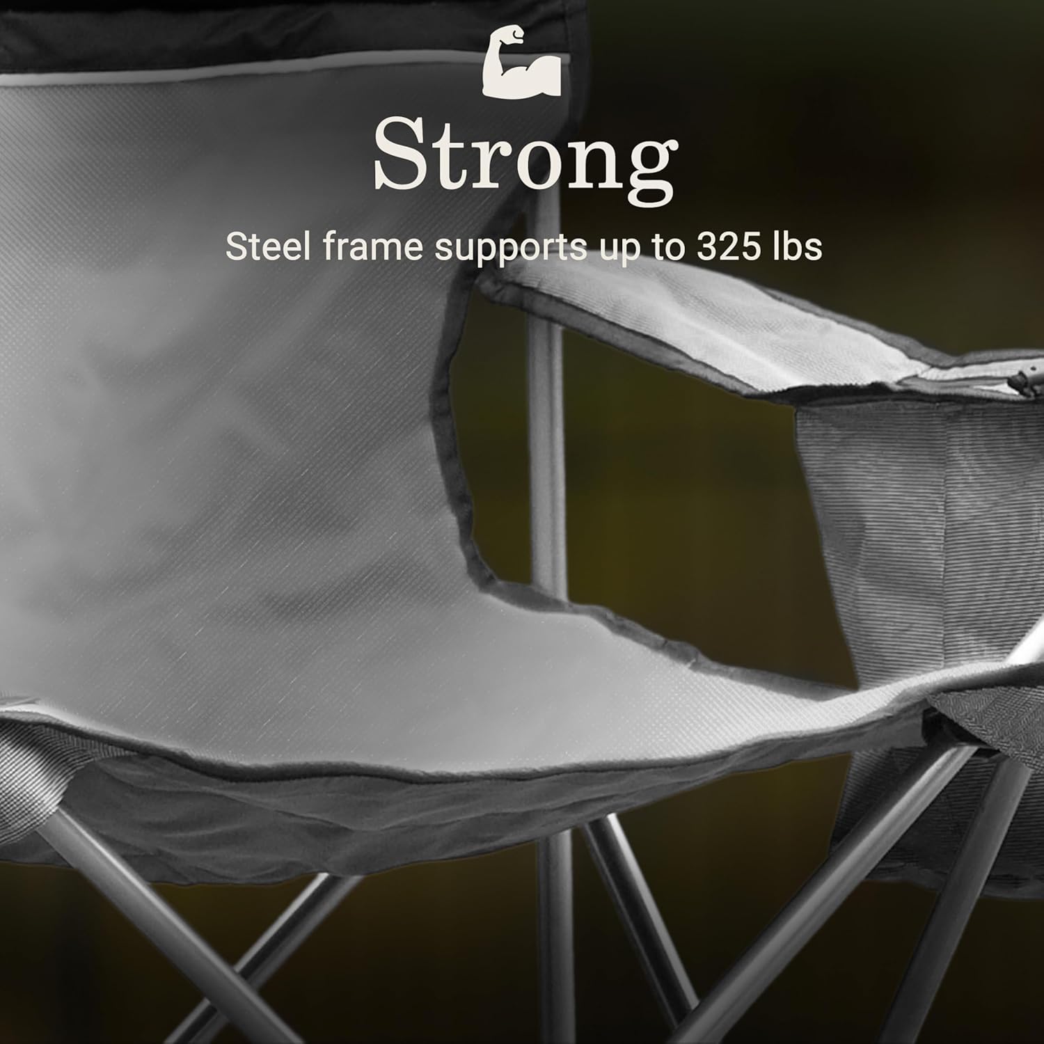 Portable Camping Chair with Cooler Cup Holder Grey