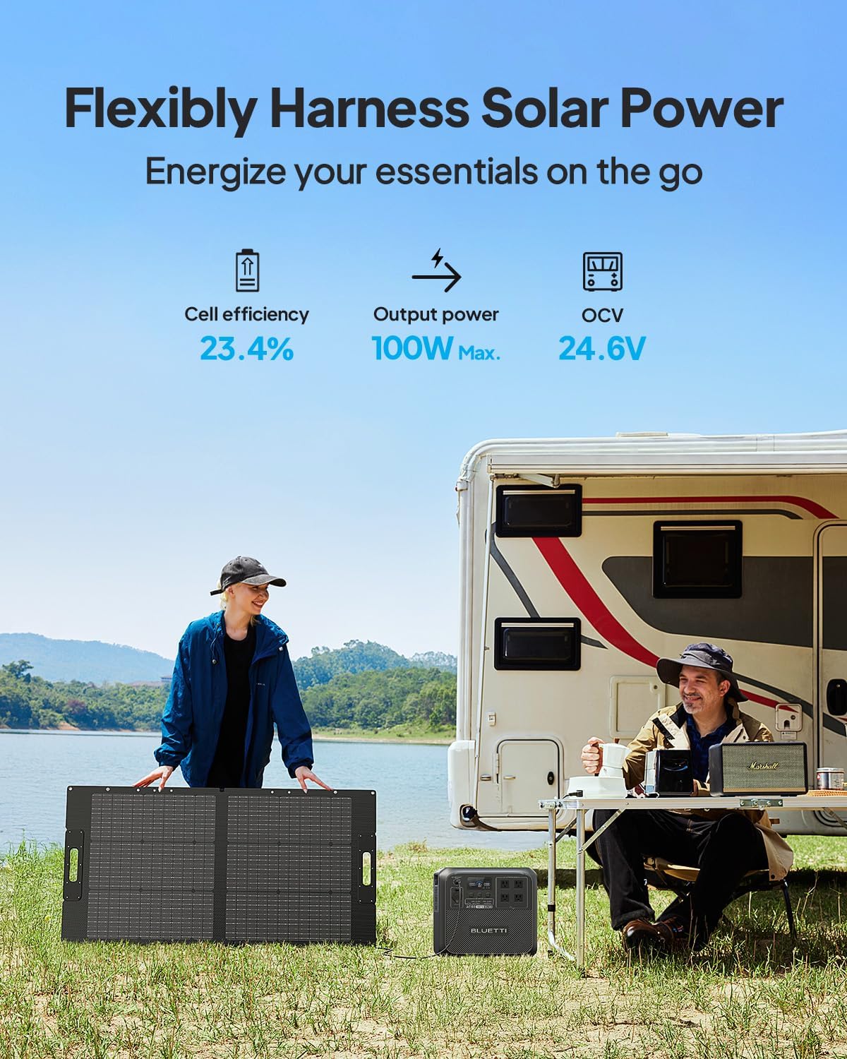 100W Foldable Solar Panel Portable Charger ETFE Kickstand