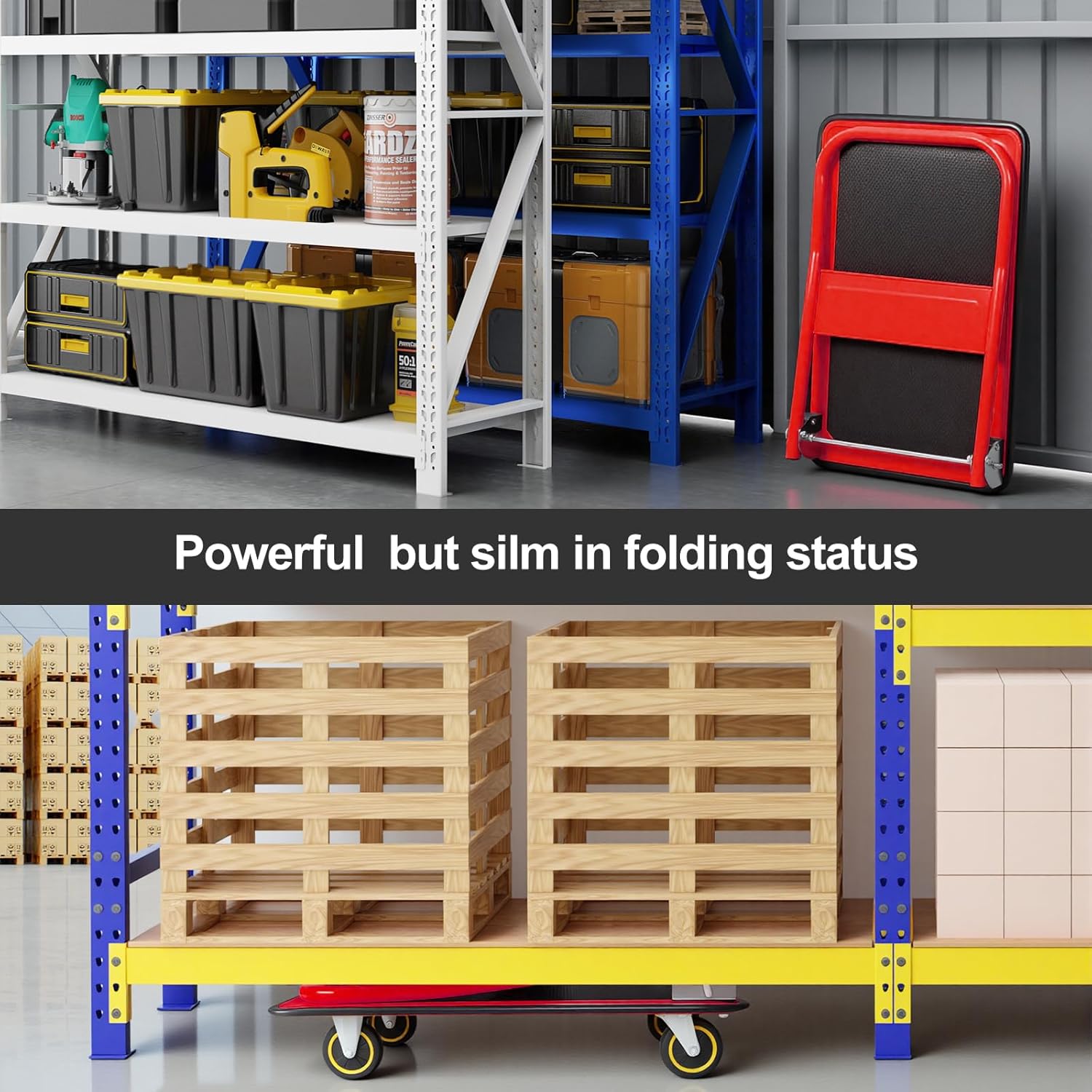 Heavy Duty Foldable Platform Trolley 150KG Push Hand Cart Red