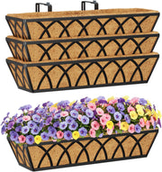 24in Hanging Flower Baskets Wall Planter Metal Trough Coco Liner 4 Pack