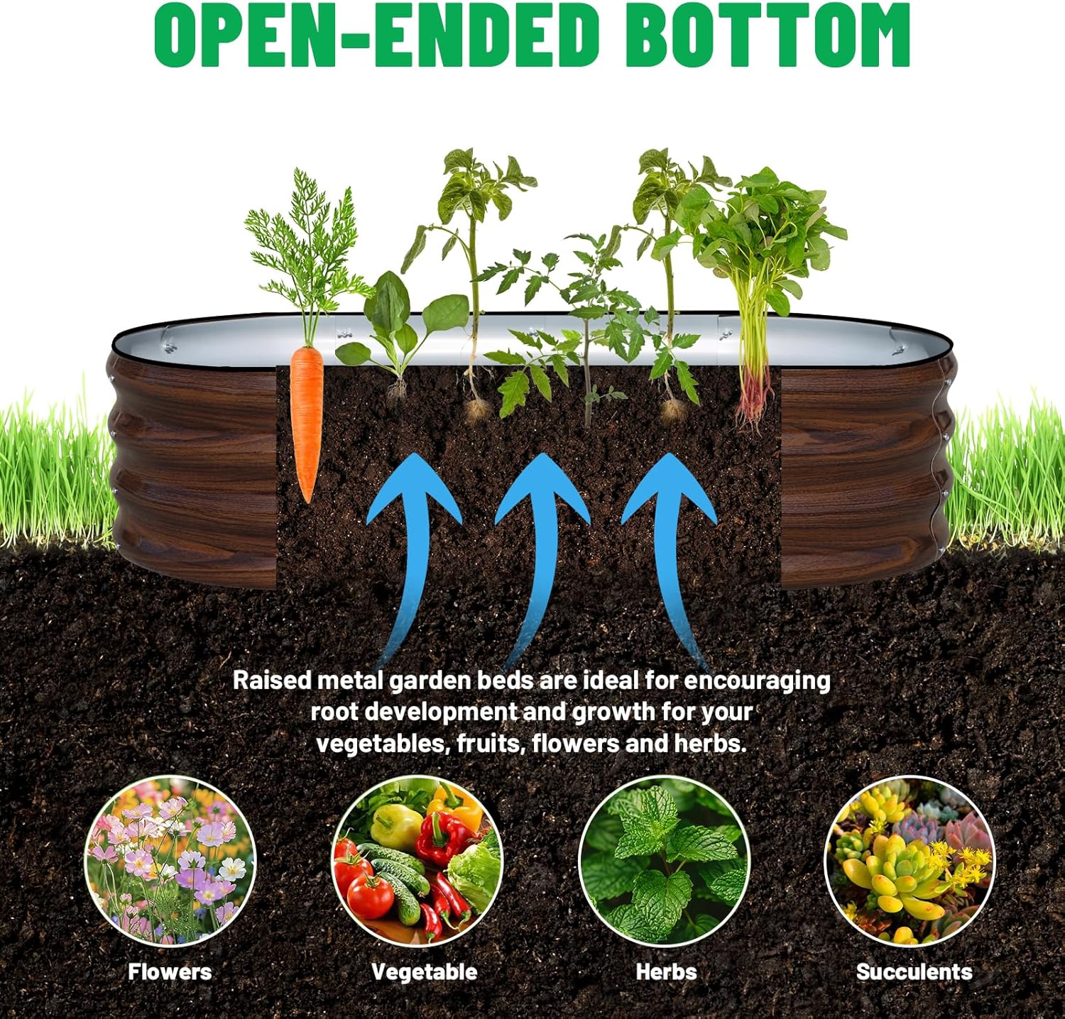 Raised Garden Bed 2 Pack 120cm Metal Planters Outdoor
