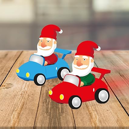 2Pcs Racing Gnome Pull Back Toy Christmas Fun Novelty Gift