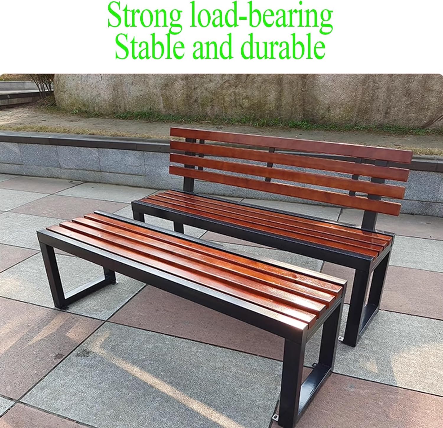 3 Seater Garden Bench 1.2m Wood Metal Outdoor Patio Park Seat