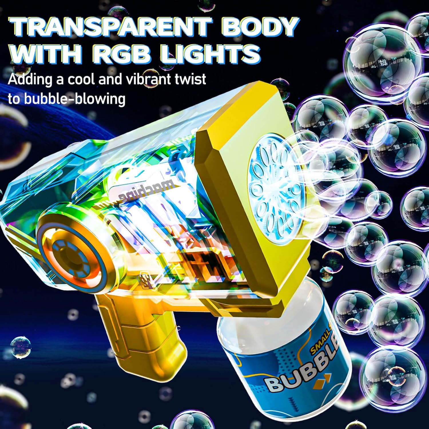 Bubble Gun RGB Light 5000 Kids Outdoor Party Toy Blue