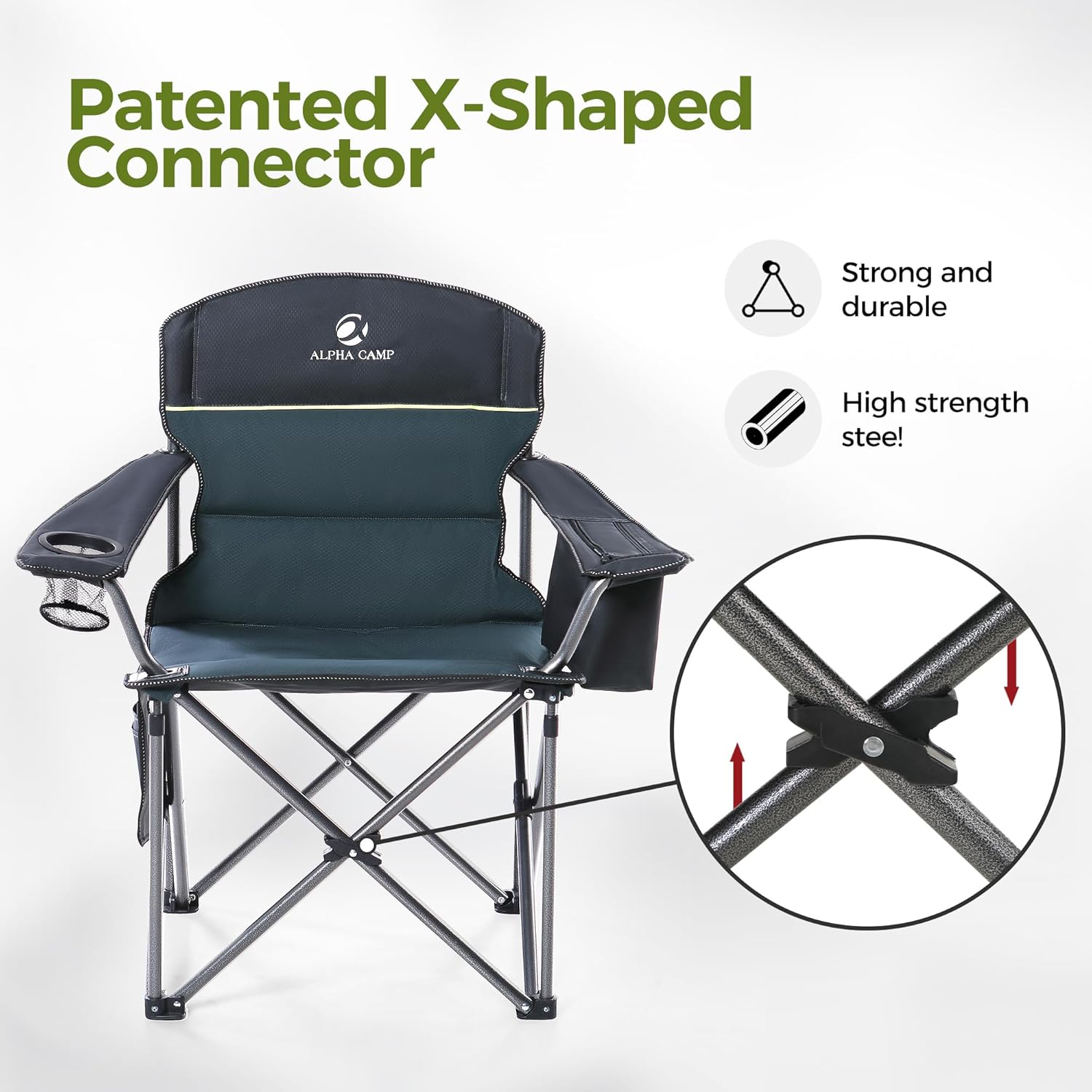 Oversized Camping Chair 200kg Cooler Bag Green