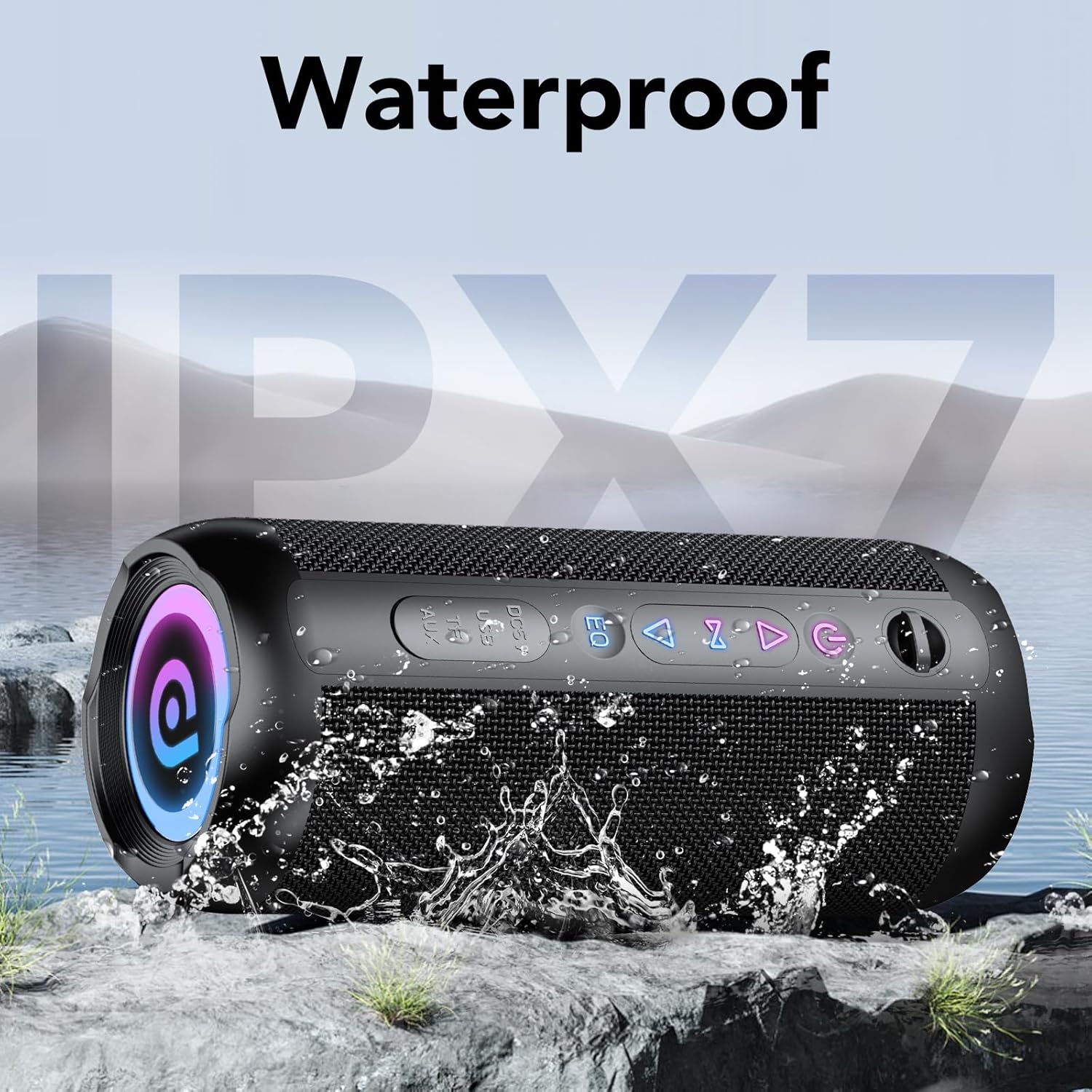 Portable Bluetooth Speaker 25W Waterproof IPX7 24H RGB TWS