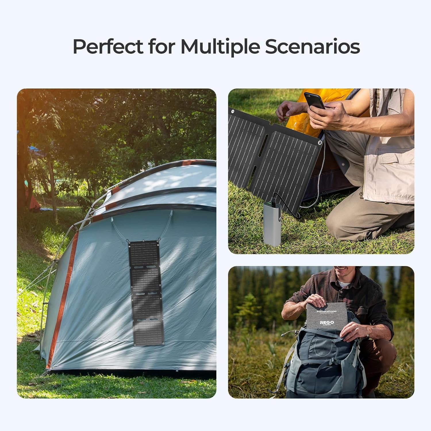 30W Foldable Solar Charger USB C USB A Camping Hike
