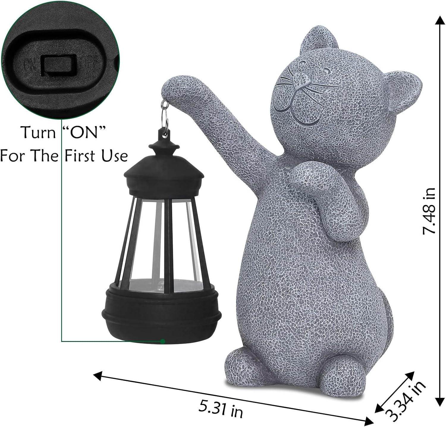 Solar Cat Garden Statue LED Lantern Waterproof Outdoor Decor
