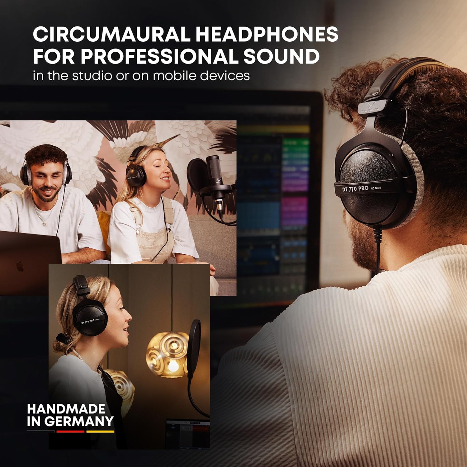 Closed Back Studio Monitoring Headphones 80 Ohm Over Ear High Resolution Sound