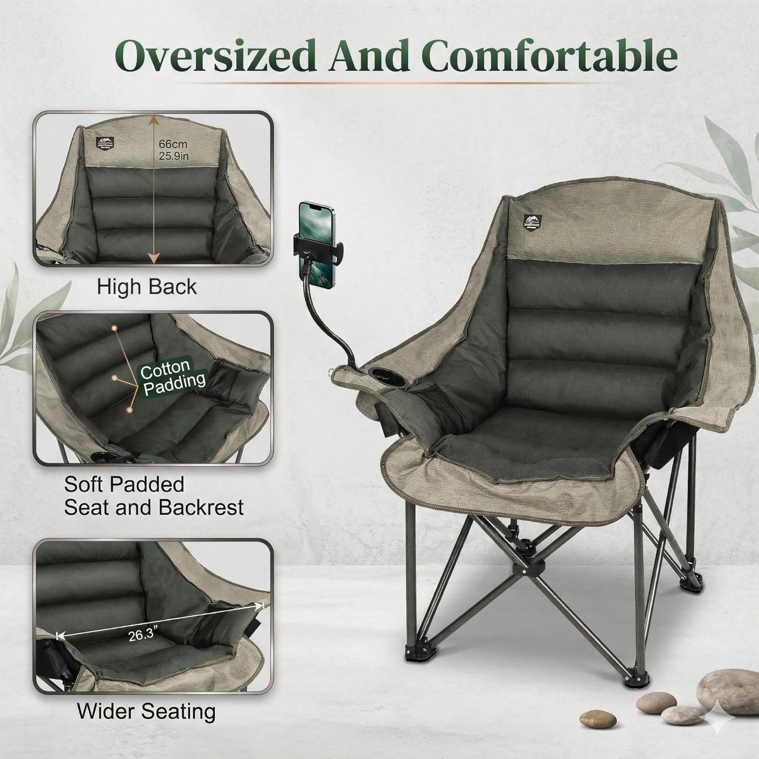 Oversized Folding Camping Chair Heavy Duty Portable Seat
