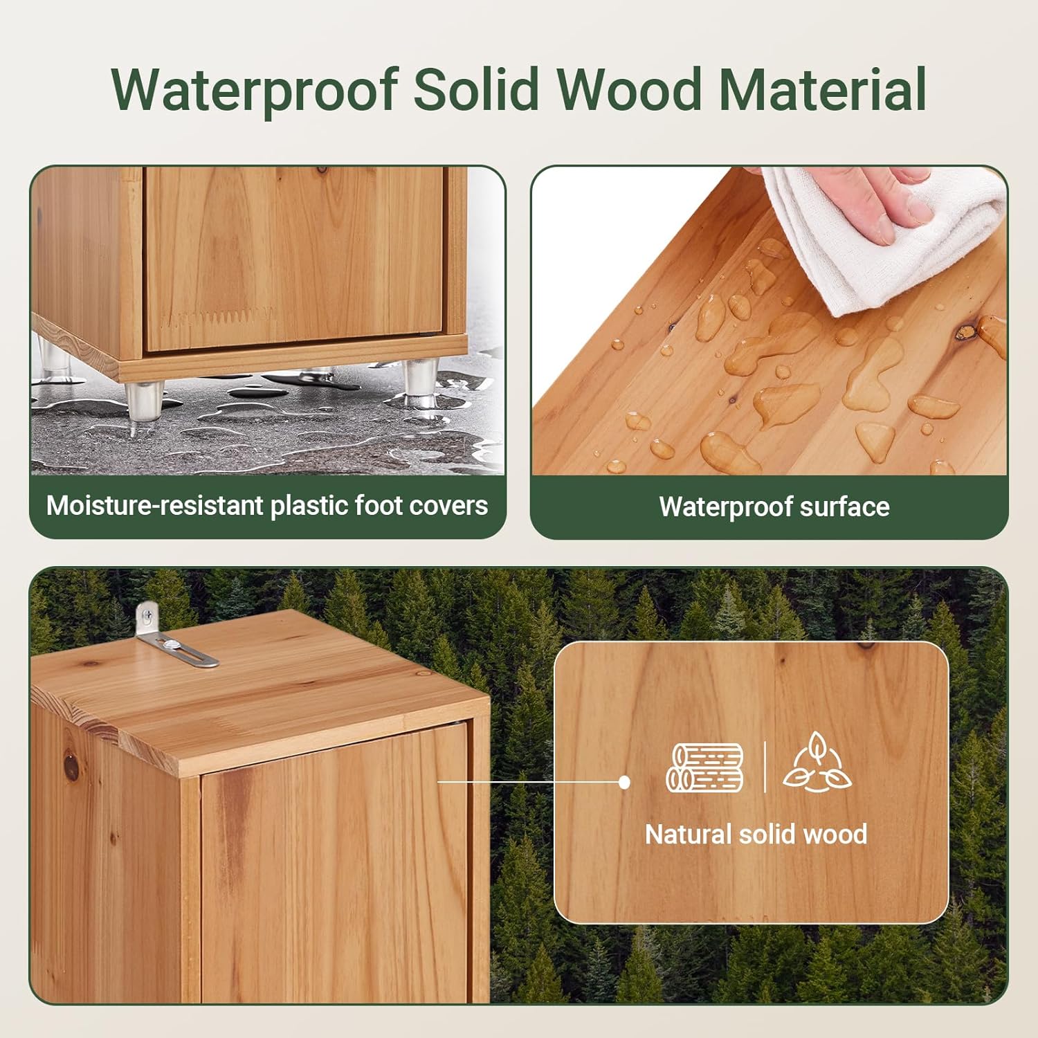 Slim Tall Solid Wood Bathroom Cabinet Drawer 180cm Natural