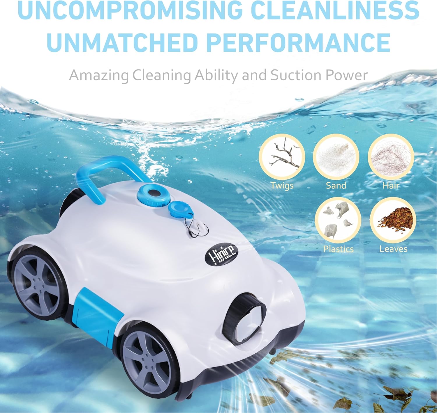 Cordless Pool Vacuum Robot 150min Waterproof Auto Cleaner White