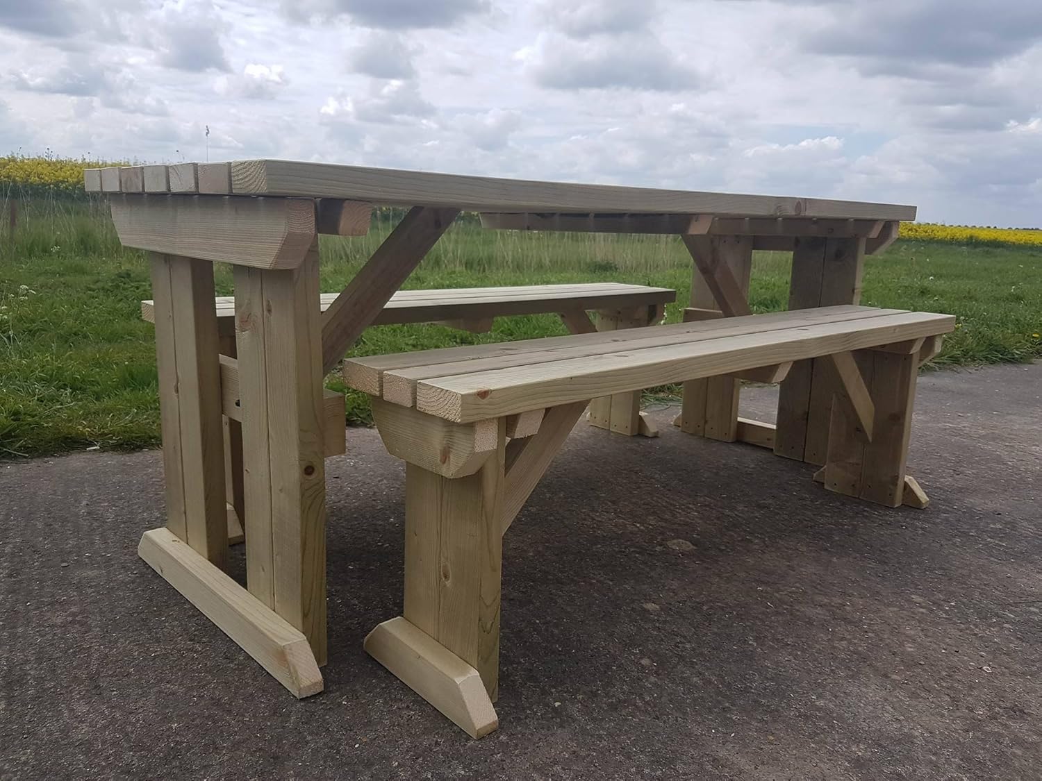 6 Seater Wooden Picnic Table Bench Set 5ft Garden Dining