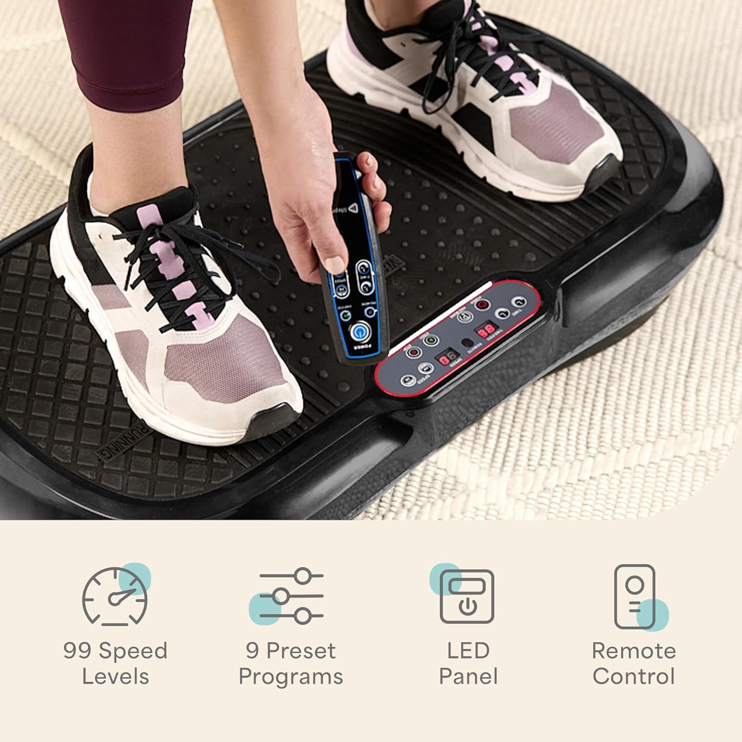 Vibration Plate Exercise Machine 99 Speed Fitness Platform Bands