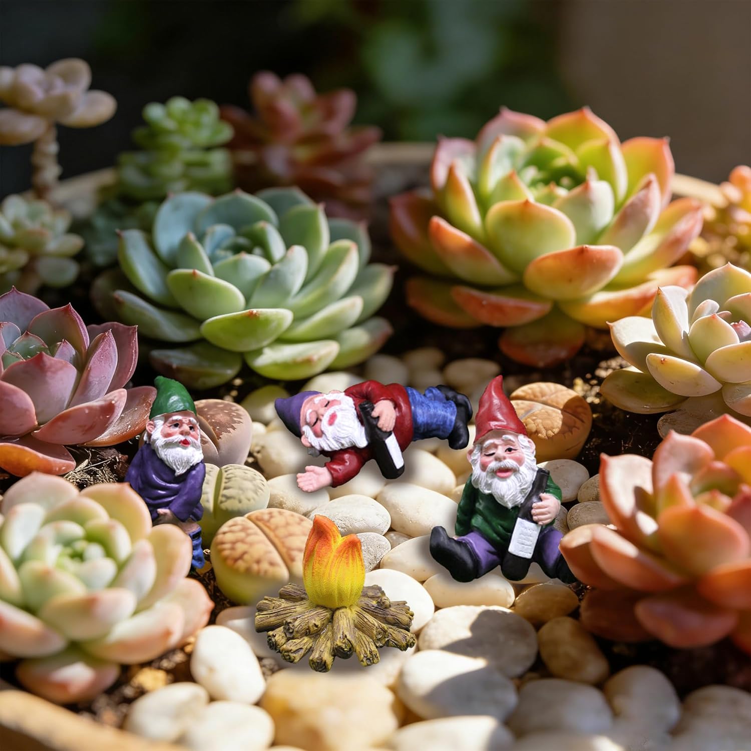 4Pcs Funny Garden Gnomes Set Drunk Peeing Resin Outdoor Decor