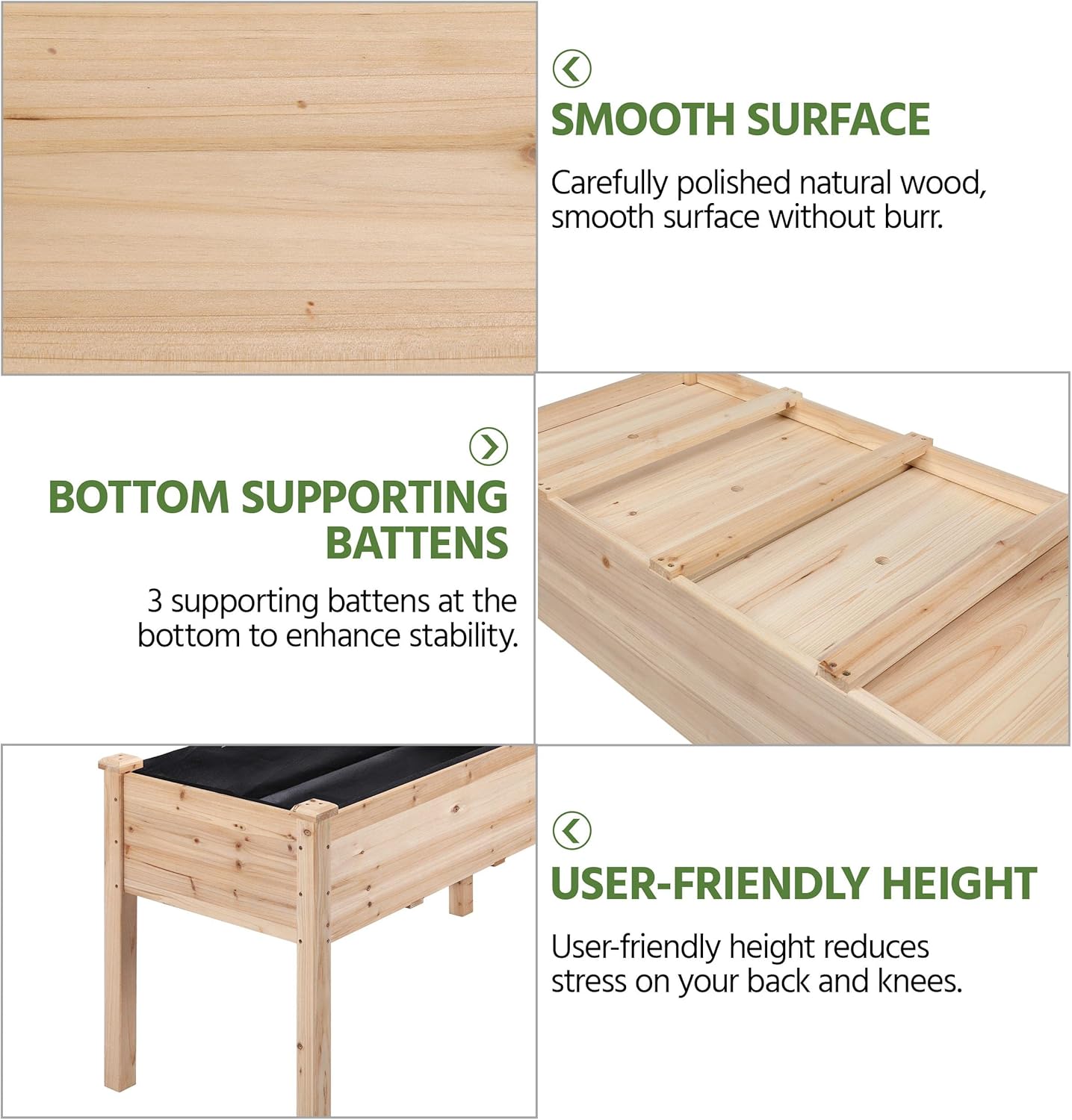 Wooden Raised Garden Planter 120cm Elevated Herb Vegetable Bed
