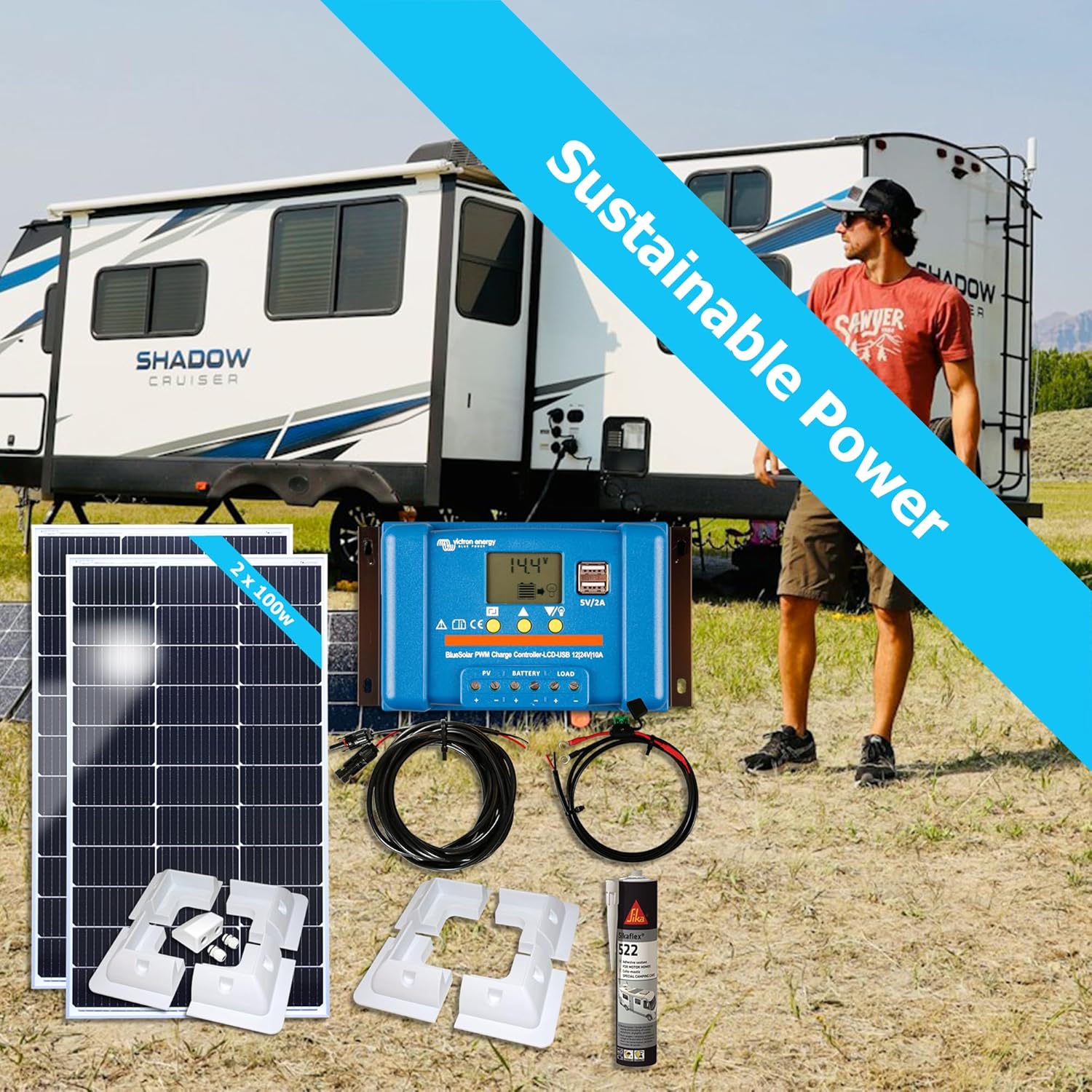 200W Solar Panel Kit PWM Controller Campervan Boat 12V