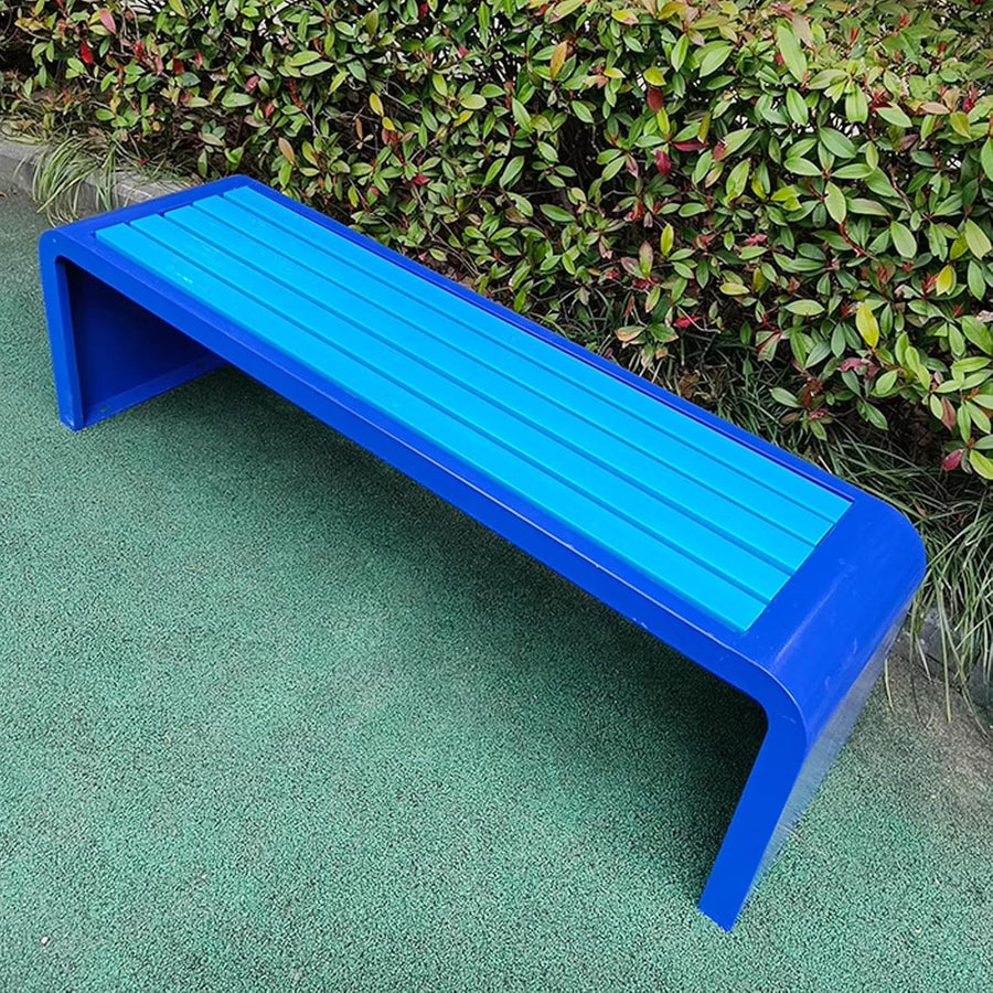 Curved Wooden Garden Bench 100cm Backless Outdoor Patio Seat